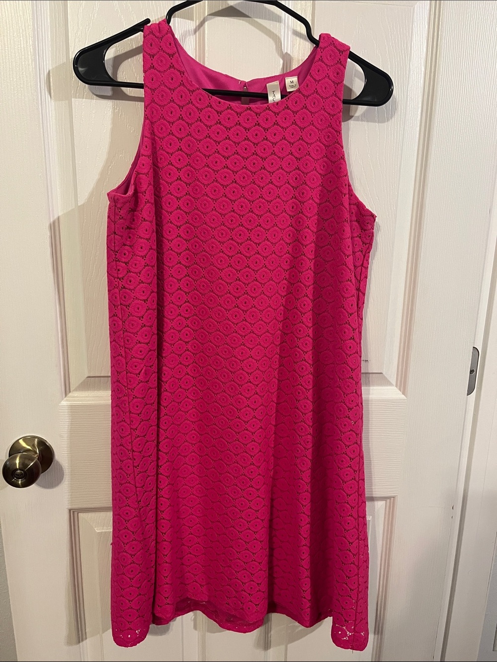 Tacera Hot Pink Lace Sleeveless Shift Dress